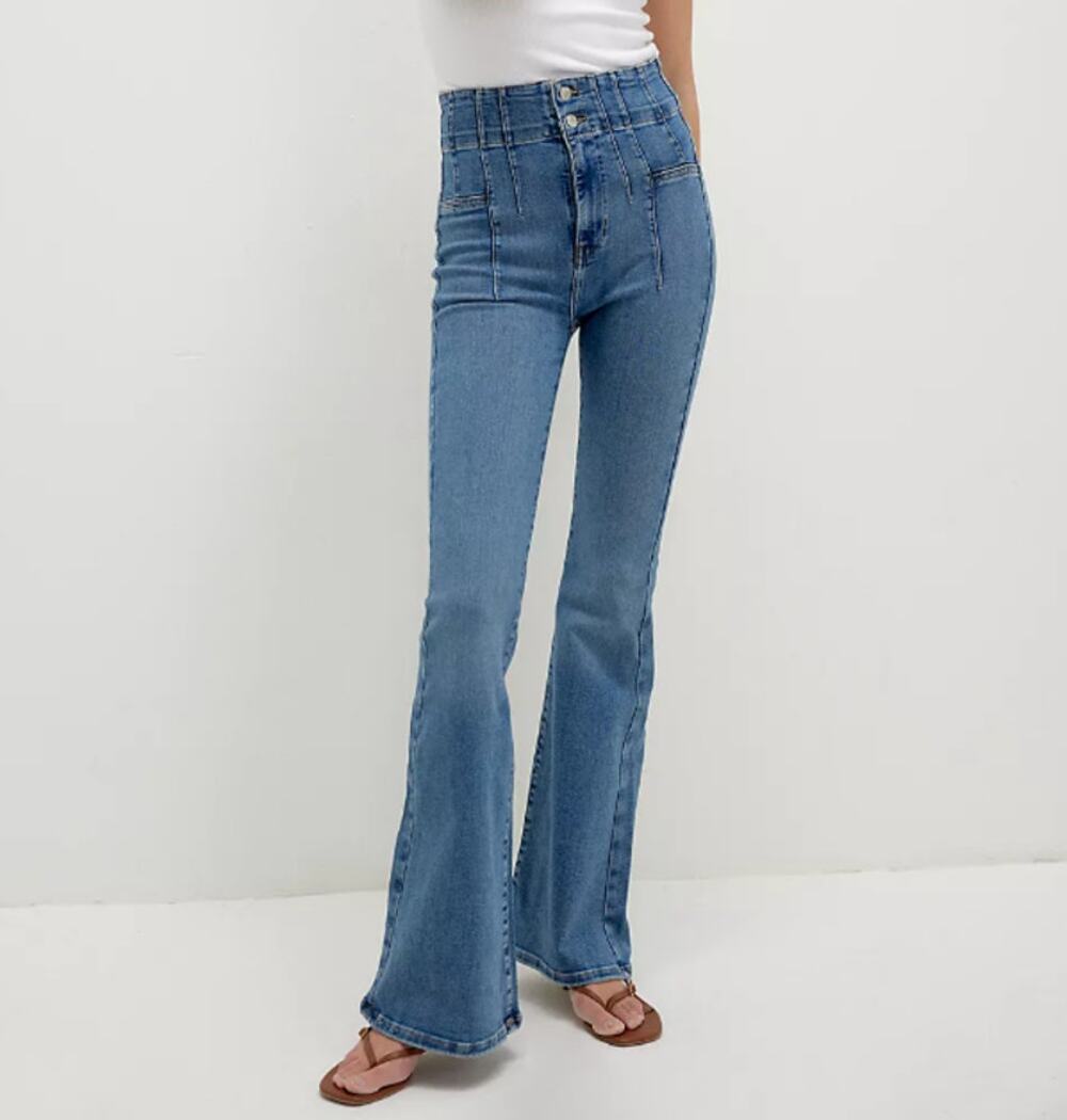 We The Free Jayde Flare Jeans Cropped Medium Wash High Rise Boho Women 25 Petite